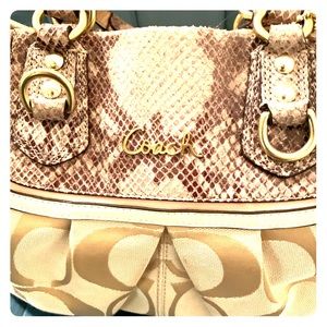 Large Coach Snakeskin style bag (tan)